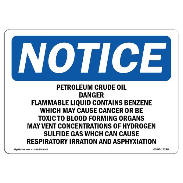 Signmission OSHA Sign, 18" H, 24" W, Aluminum, Petroleum Crude Oil Danger Flammable Liquid Sign, Landscape OS-NS-A-1824-L-17248
